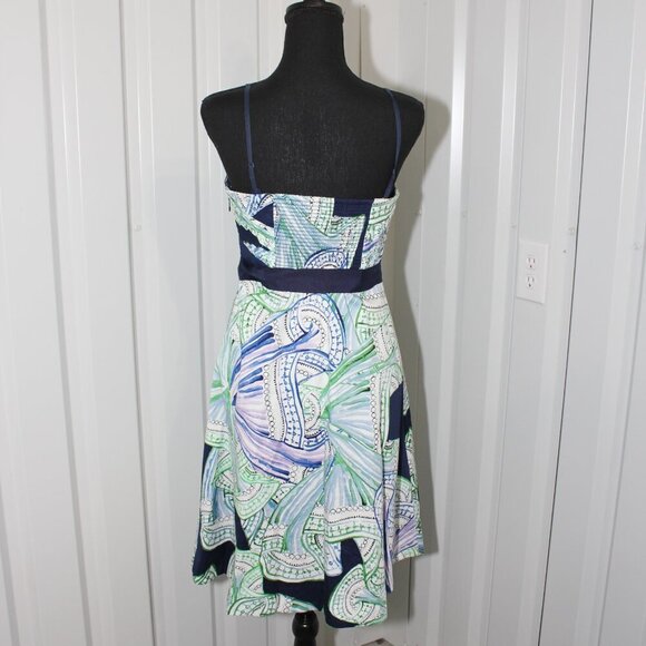 Moulinette Souers Womens Donau Convertible Strap Cotton Blue Green Dress Size 4 - Picture 2 of 10